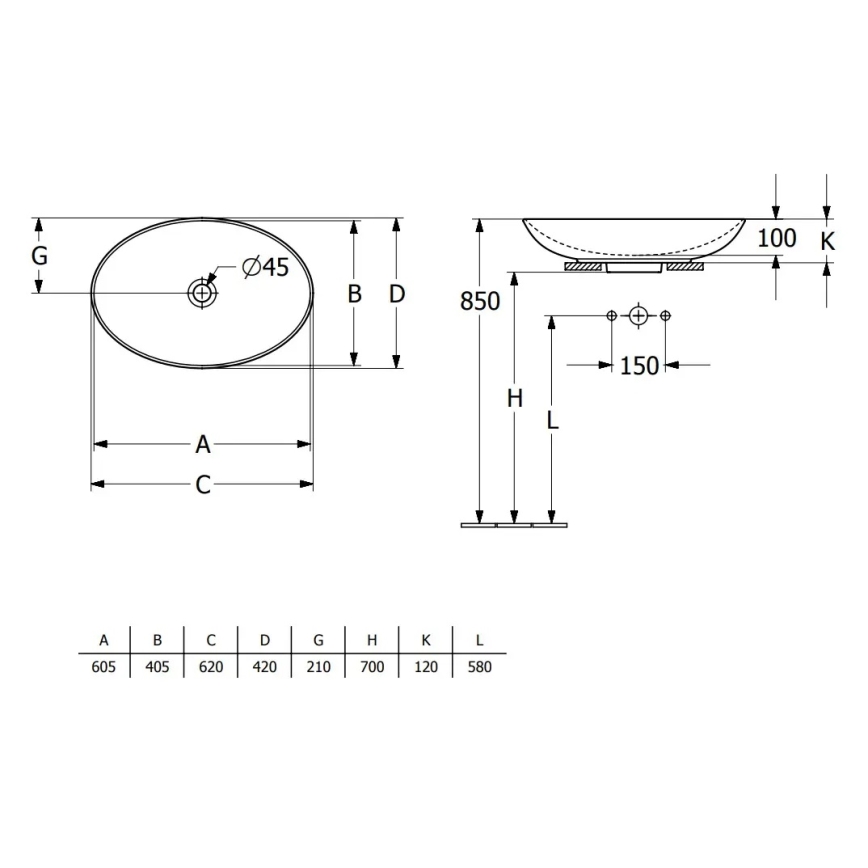 Villeroy & Boch 4A480001 - Umyvadlo na desku LOOP&FRIENDS 62x42 cm keramika/bílá