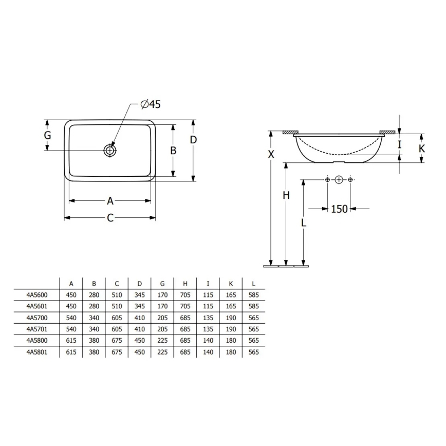 Villeroy & Boch 4A5601R1 - Zápustné umyvadlo LOOP&FRIENDS 45x28 cm keramika/bílá
