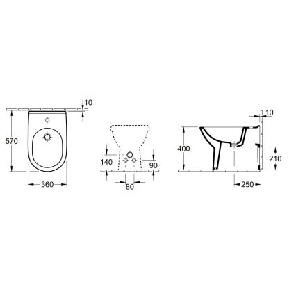 Villeroy & Boch 54610001 - Stojící bidet O.NOVO 57x36 cm keramika/bílá