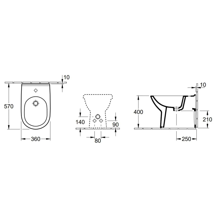 Villeroy & Boch 54610001 - Stojící bidet O.NOVO 57x36 cm keramika/bílá