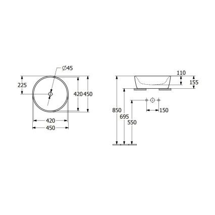 Villeroy & Boch 5A254501 - Umyvadlo na desku ARCHITECTURA pr. 45 cm keramika/bílá