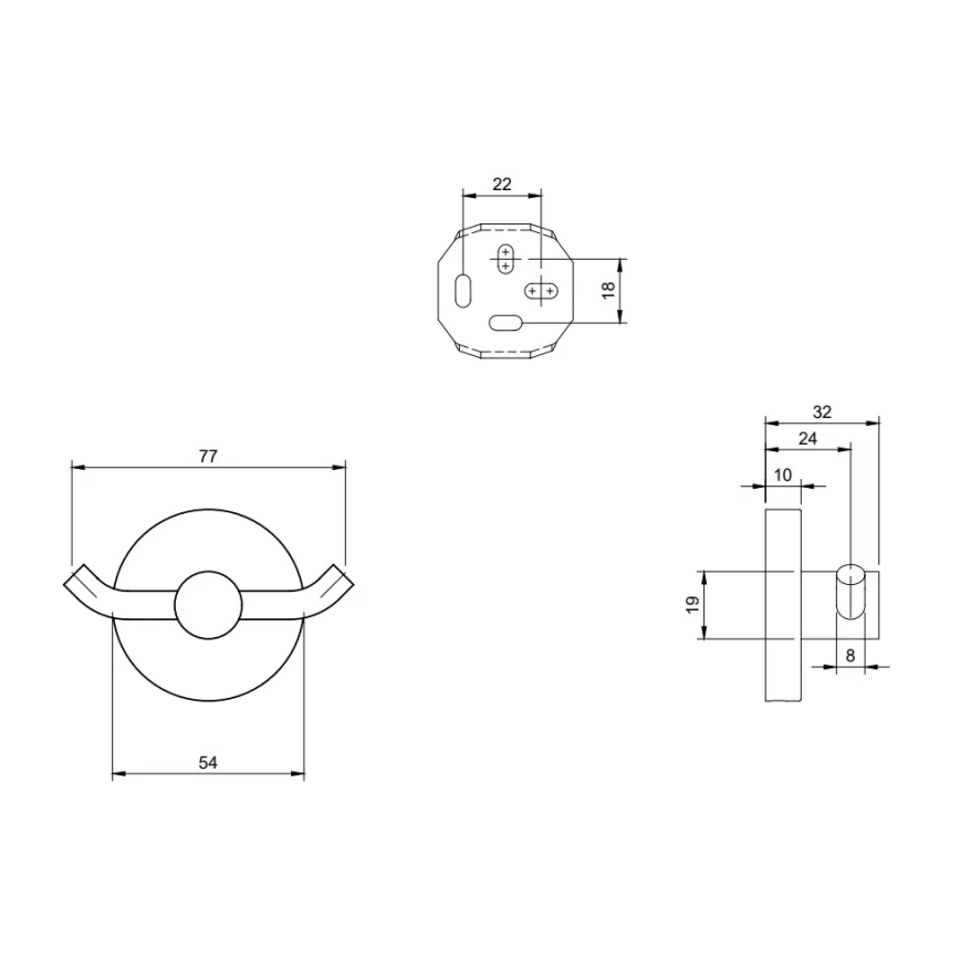 Villeroy & Boch TVA15101200061 - Nástěnný háček ELEMENTS lesklý chrom
