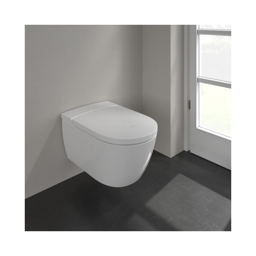 Villeroy & Boch V0E100R1 - Závěsný bidet s prkénkem SoftClose VICLEAN keramika/bílá +dálkové ovládání