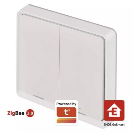 Vypínač 2-tlačítkový GoSmart 1xCR2430 Tuya bílá