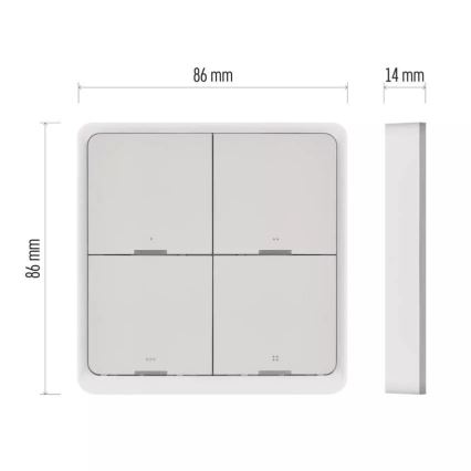 Vypínač 4-tlačítkový GoSmart 1xCR2430 Tuya bílá