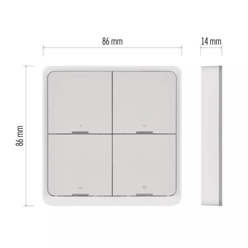 Vypínač 4-tlačítkový GoSmart 1xCR2430 Tuya bílá