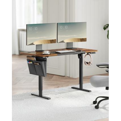Výškově nastavitelný psací stůl SOLEA-X 120x60 cm hnědá/černá