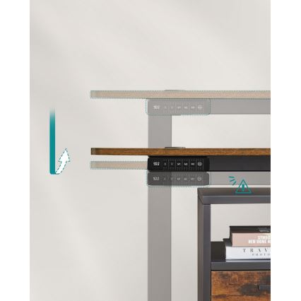 Výškově nastavitelný psací stůl SOLEA-X 120x60 cm hnědá/černá