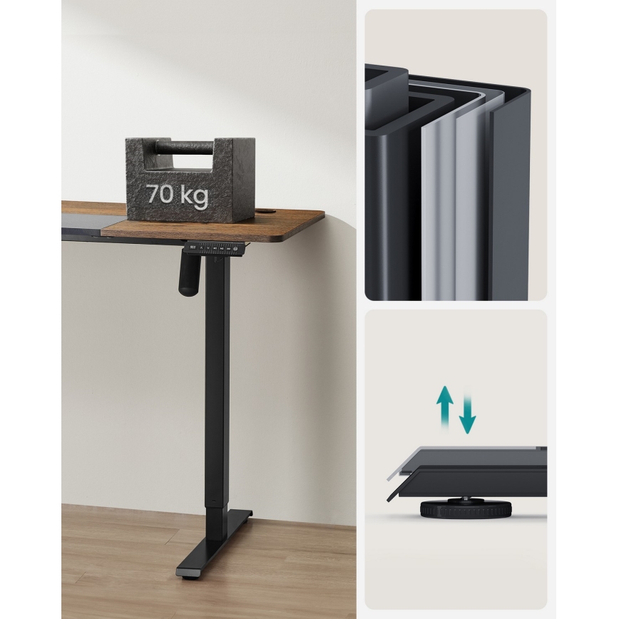 Výškově nastavitelný psací stůl SOLEA-X 120x60 cm hnědá/černá