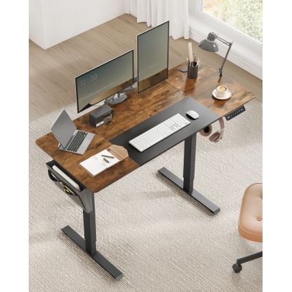 Výškově nastavitelný psací stůl SOLEA-X 160x70 cm hnědá/černá