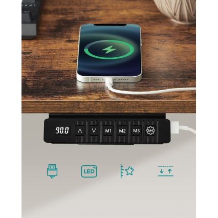 Výškově nastavitelný psací stůl SOLEA-X 160x70 cm hnědá/černá