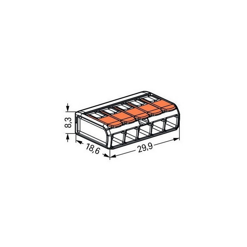 WAGO 221-415 - Spojovací svorka COMPACT 5x4 450V oranžová