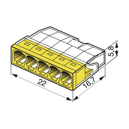 WAGO 2273-205 - Spojovací krabicová svorka COMPACT 5x2,5 450V žlutá