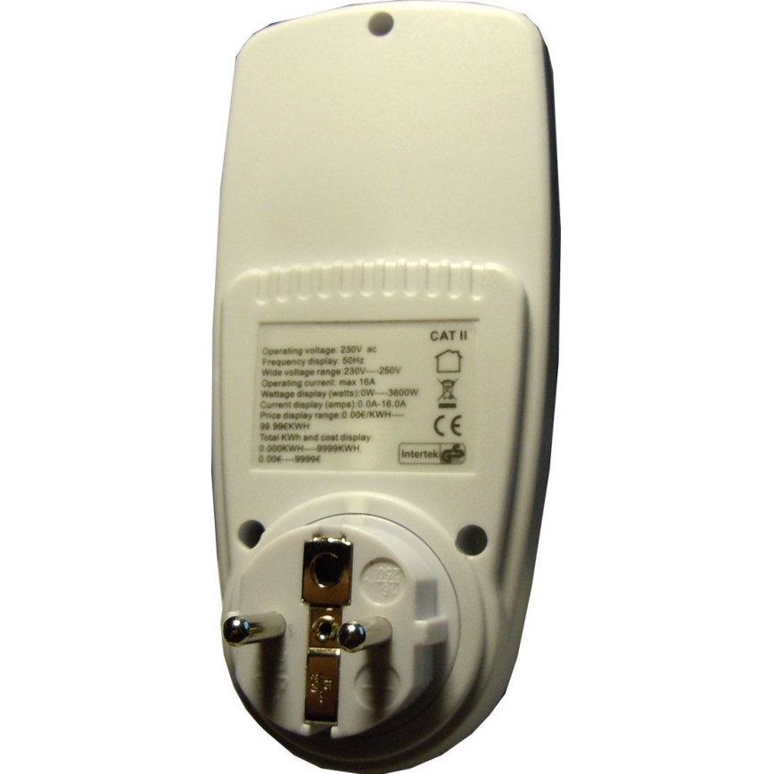 Wattmetr a měřič spotřeby elektrické energie 3600W/230V