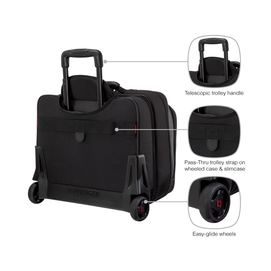 Wenger - Cestovní kufr na kolečkách 23 l 17" + taška na notebook 15,4" Potomac černá