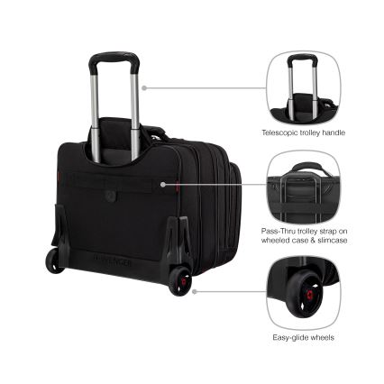 Wenger - Cestovní kufr na kolečkách 25 l 17" + taška na notebook 15,6" Patriot černá