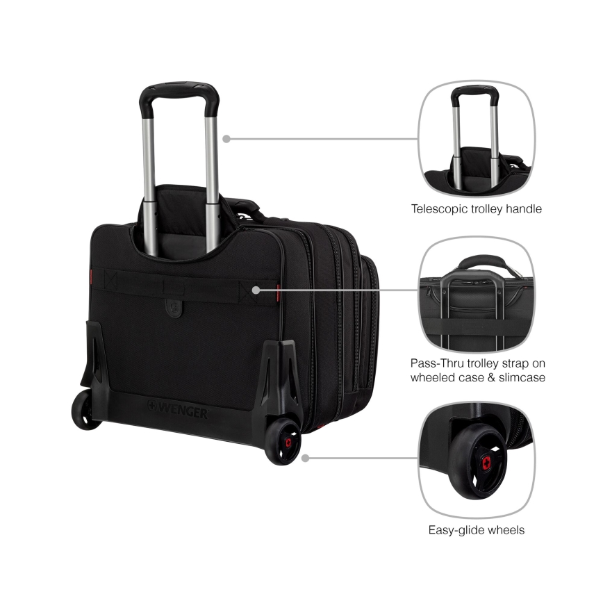 Wenger - Cestovní kufr na kolečkách 25 l 17" + taška na notebook 15,6" Patriot černá