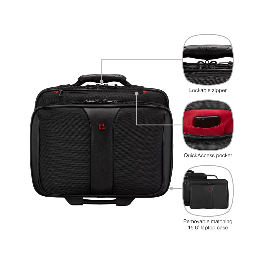 Wenger - Cestovní kufr na kolečkách 25 l 17" + taška na notebook 15,6" Patriot černá