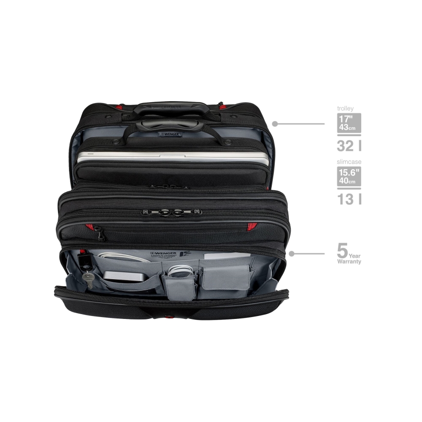Wenger - Cestovní kufr na kolečkách 25 l 17" + taška na notebook 15,6" Patriot černá