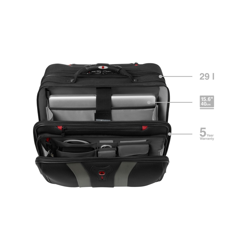 Wenger - Cestovní zavazadlo na kolečkách 29 l + pouzdro na notebook 15,6" Granada černá
