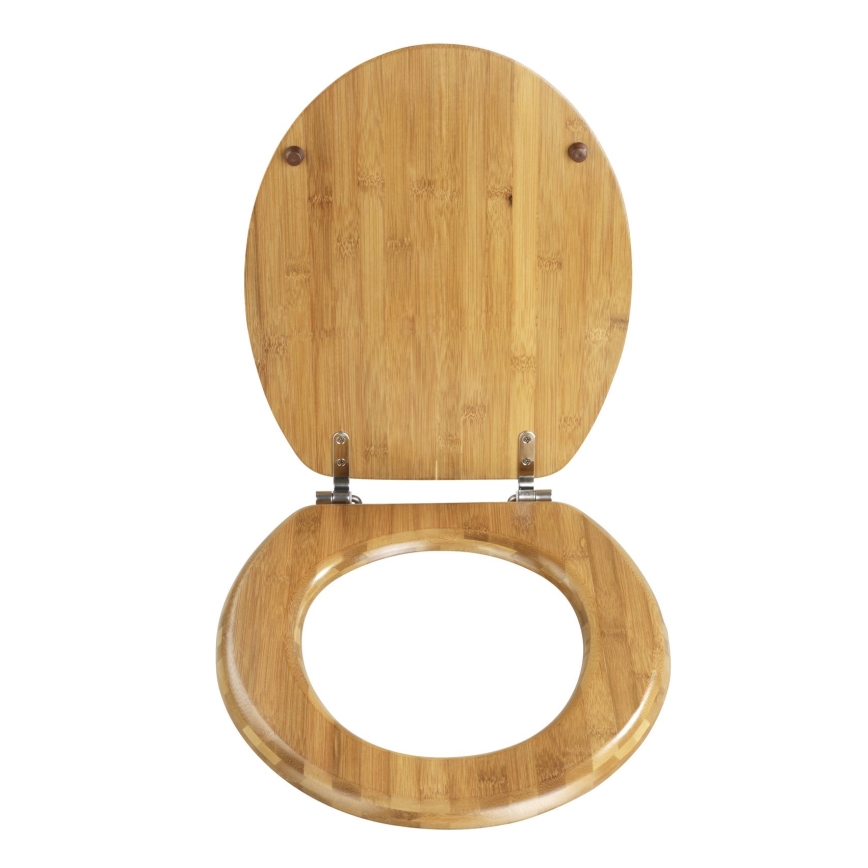 WENKO 144726100 - Toaletní sedátko BAMBOO 34x41 cm hnědá/stříbrná