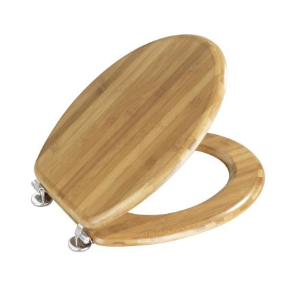 WENKO 144726100 - Toaletní sedátko BAMBOO 34x41 cm hnědá/stříbrná