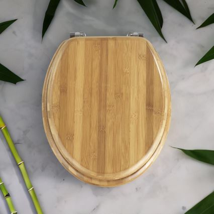 WENKO 144726100 - Toaletní sedátko BAMBOO 34x41 cm hnědá/stříbrná