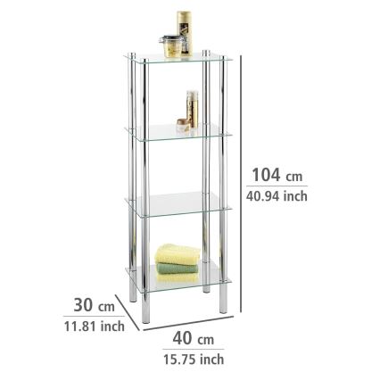 WENKO 15853100 - Regál YAGO 40x104 cm nerez/stříbrná/čirá
