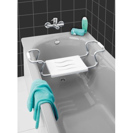WENKO 17930100-Sedátko do vany SECURA 26x18 cm bílá/stříbrná