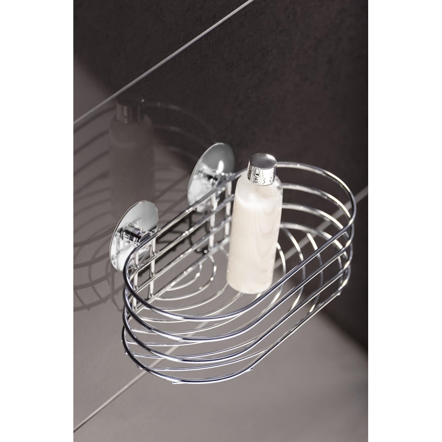 WENKO 18775100-Polička TURBO-LOC RUND STAHL 23,5x13,5 cm lesk. chrom
