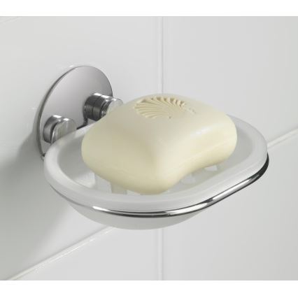 WENKO 18776100-Mýdlenka TURBO-LOC RUND STAHL 13x11 cm lesk. chrom/bílá