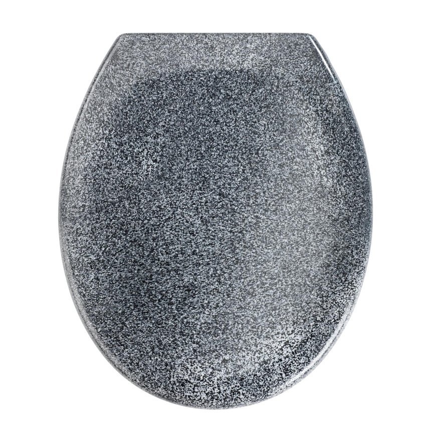 WENKO 18902100-WC sedátko OTTANA 44,5x37,5 cm granit/šedá/stříbrná