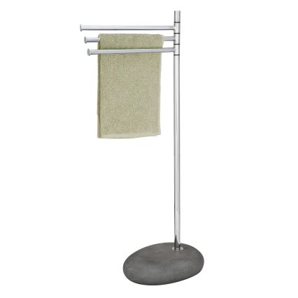 WENKO 19493100 - Stojan na ručníky PEBBLE STONE 38x84 cm lesklý chrom/šedá