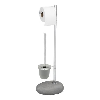 WENKO 19494100 - WC štětka PEBBLE STONE 23,5x70 cm lesklý chrom/šedá/satin