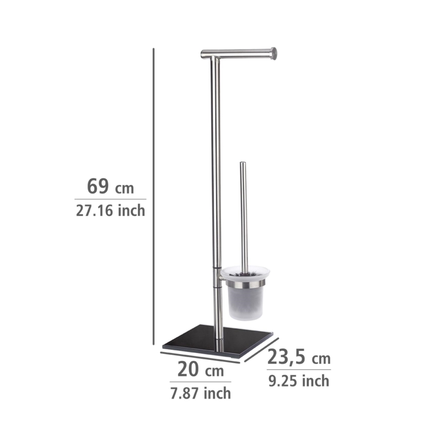 WENKO 20391100 - WC štětka LIMA 23,5x69 cm nerez/satin/černá
