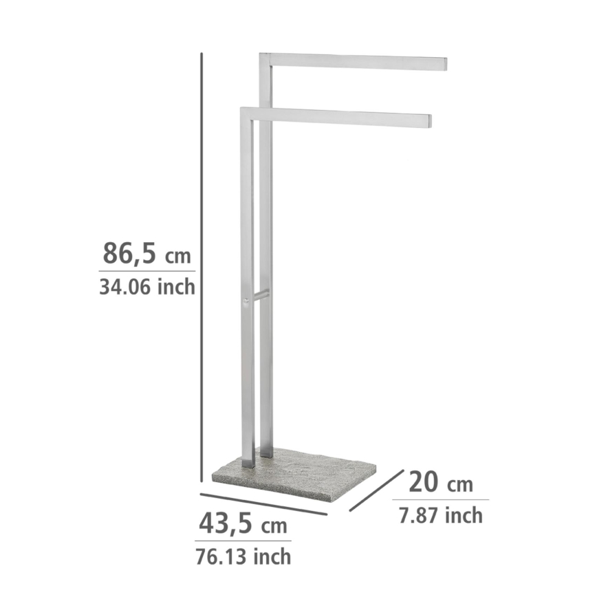 WENKO 20603100 - Stojan na ručníky GRANIT 43,5x86,5 cm nerez/satin/šedá
