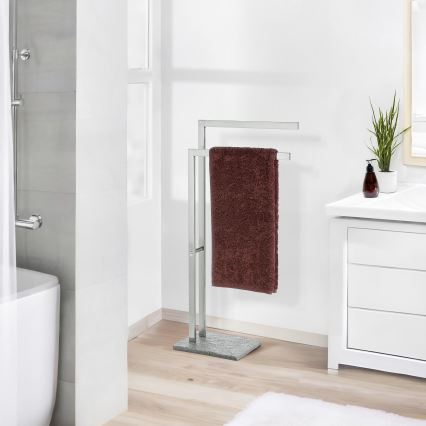 WENKO 20603100 - Stojan na ručníky GRANIT 43,5x86,5 cm nerez/satin/šedá