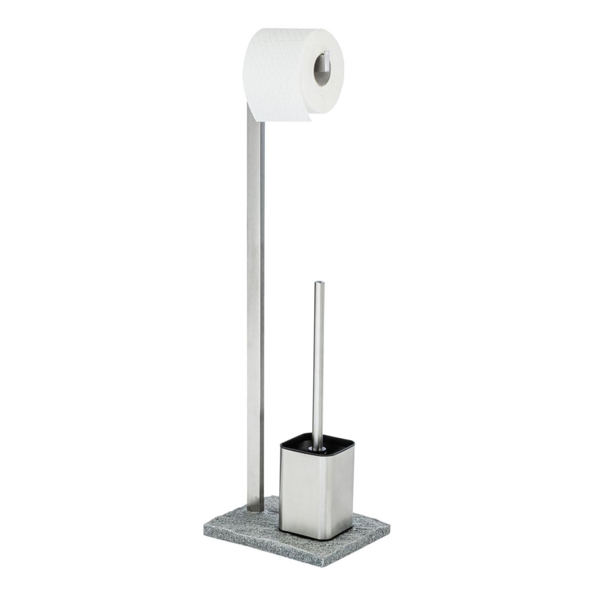 WENKO 20604100 - WC štětka GRANIT 23x73,5 cm nerez/satin/šedá