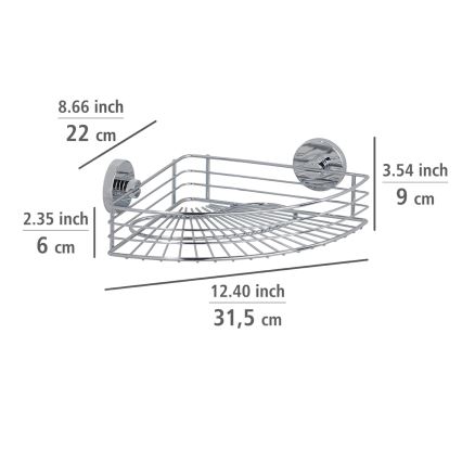 WENKO 20887100-Polička VACUUM-LOC RUND STAH 31x22,5 cm lesk. chrom