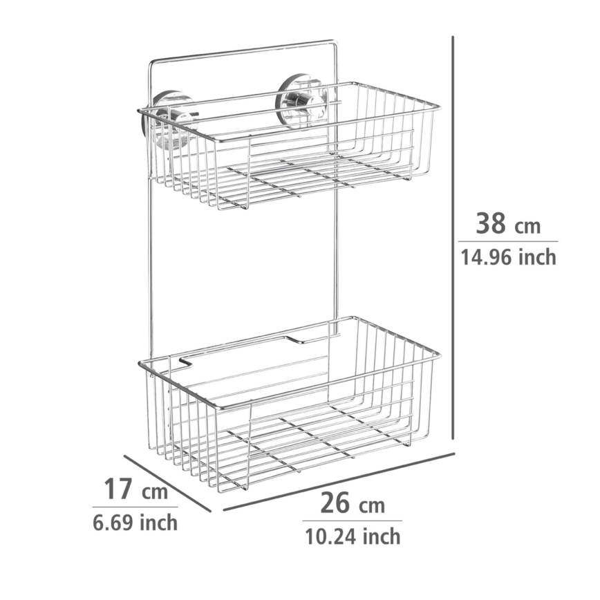 WENKO 20889100-Regál VACUUM-LOC RUND STAH 26x38 cm lesk. chrom