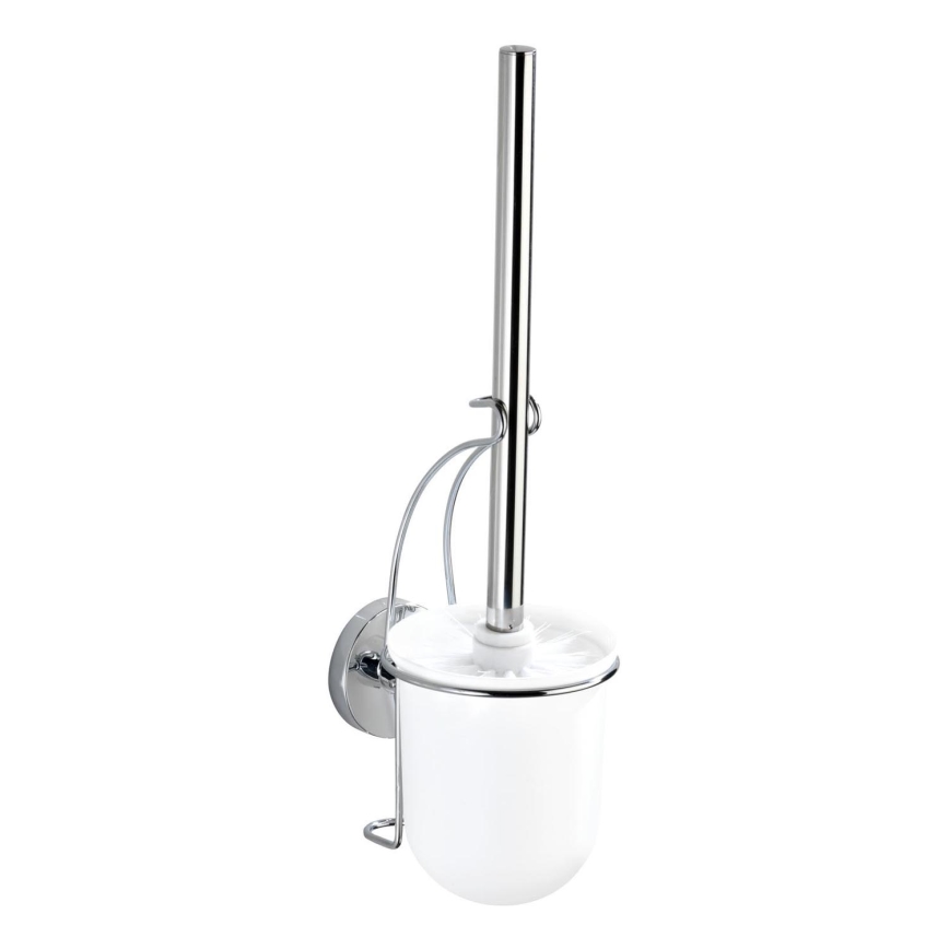 WENKO 20898100-WC štětka VACUUM-LOC MILAZZO 10x34 cm nerez/lesklý chrom/bílá