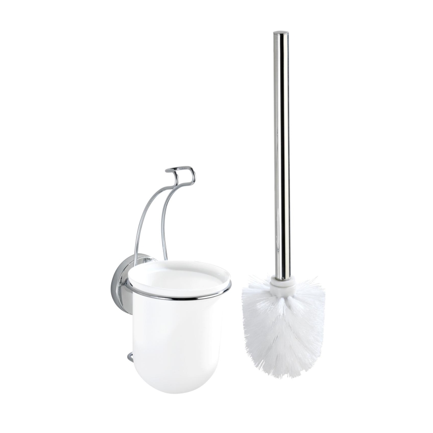 WENKO 20898100-WC štětka VACUUM-LOC MILAZZO 10x34 cm nerez/lesklý chrom/bílá