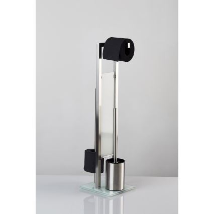 WENKO 21564100 - WC štětka RIVALTA 18x70 cm nerez/stříbrná/bílá/černá