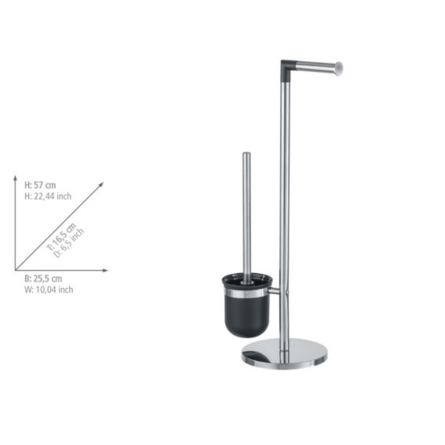 WENKO 21836800 - WC štětka PARUS 25,5x57 cm nerez/stříbrná/černá