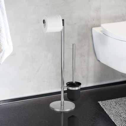 WENKO 21836800 - WC štětka PARUS 25,5x57 cm nerez/stříbrná/černá