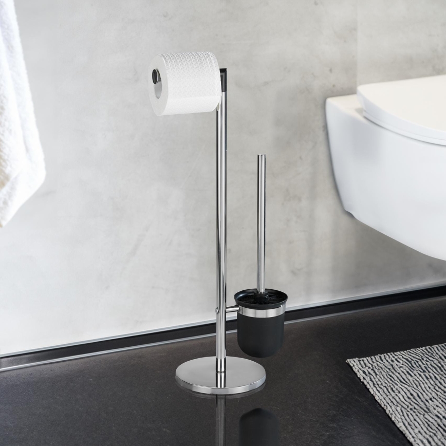 WENKO 21836800 - WC štětka PARUS 25,5x57 cm nerez/stříbrná/černá