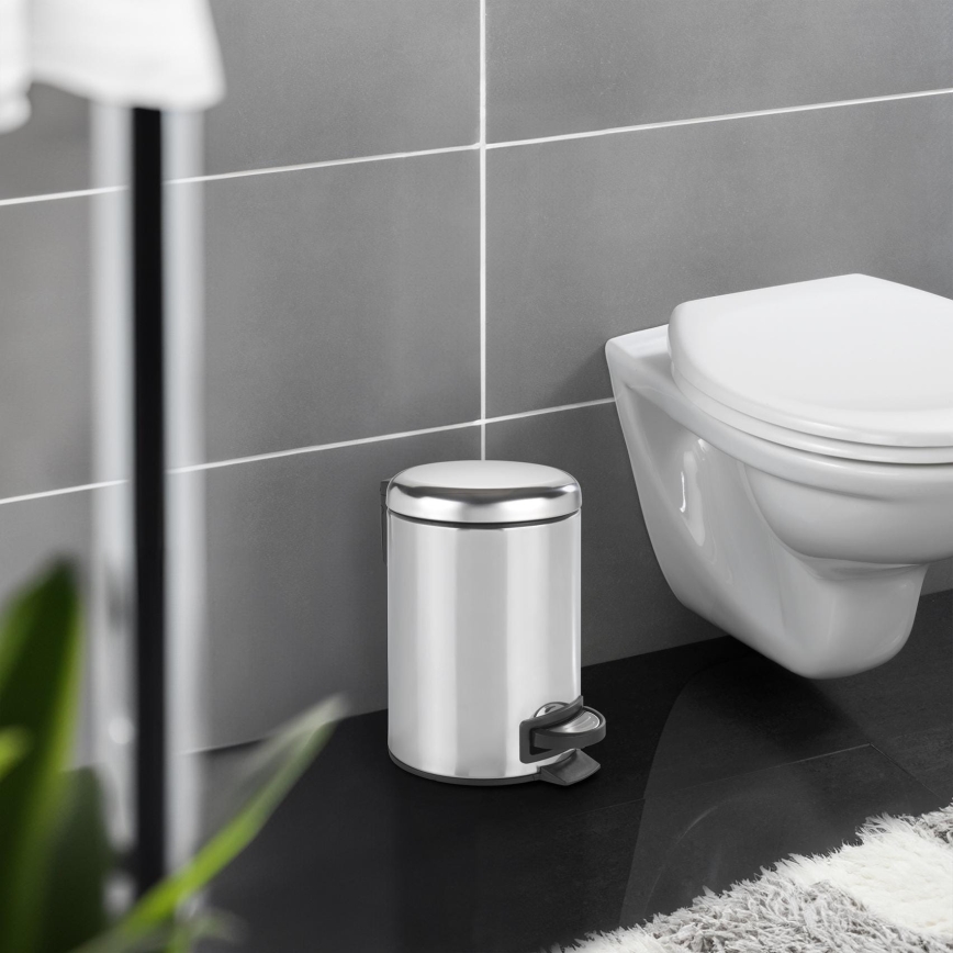 WENKO 22444100 - Koš LEMAN 17x25 cm nerez/stříbrná/černá