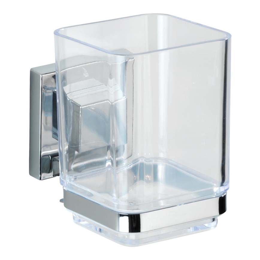 WENKO 22680100 -Kelímek VACUUM-LOC QUADRO ED 7,5x10 cm stříbrná/lesk. chrom/čirá