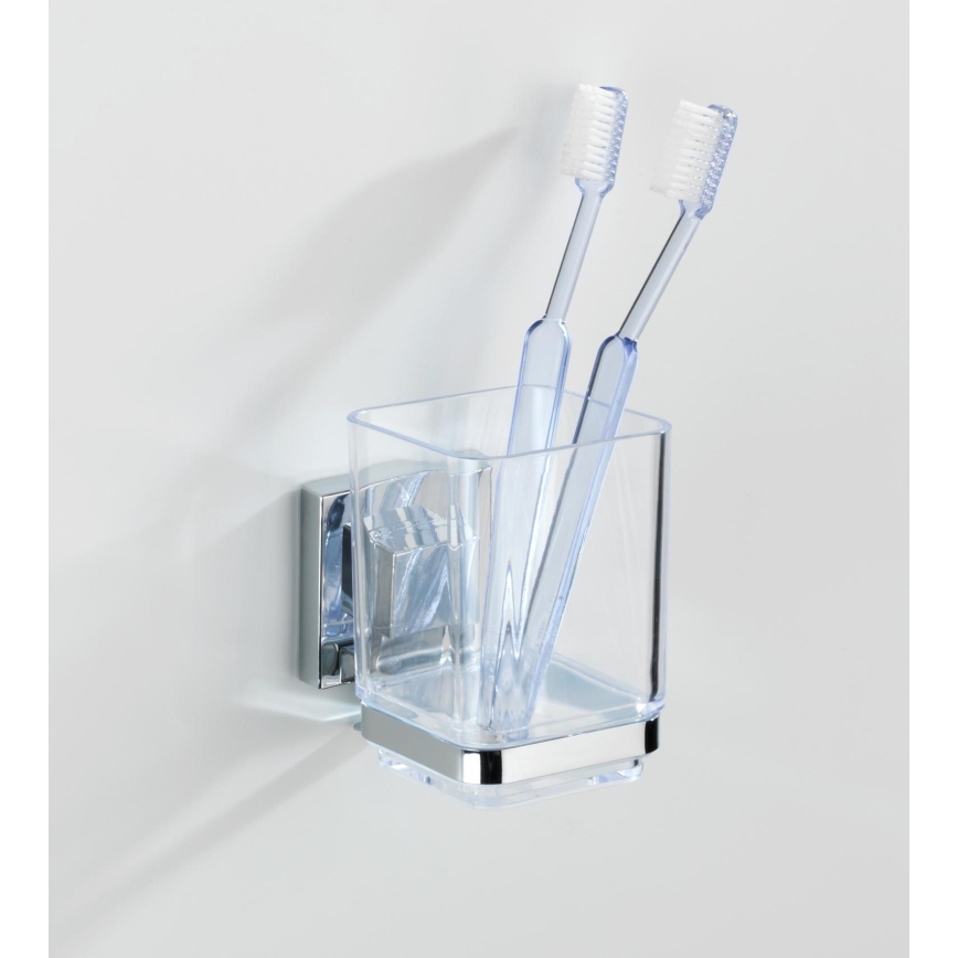 WENKO 22680100 -Kelímek VACUUM-LOC QUADRO ED 7,5x10 cm stříbrná/lesk. chrom/čirá