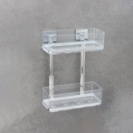 WENKO 22691100-Regál VACUUM-LOC QUADRO ED 25,5x32,5 cm stříbrná/lesk. chrom/čirá